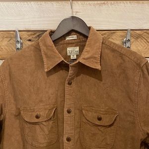 J Crew Classic Fit Corduroy Work Shirt Size Medium Ochre Brown Utility Shirt